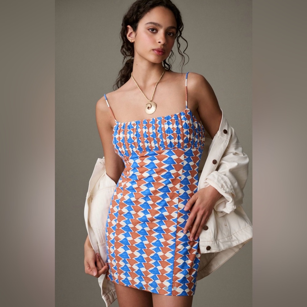 Maeve By Anthropologie The Ophelia Sleeveless Linen Slim Mini Dress Women Size 8